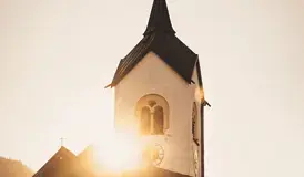 Image of a church during sunset.